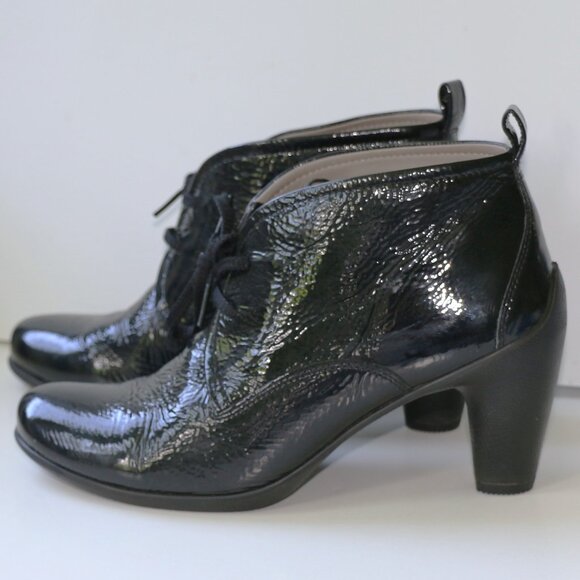 ECCO Patent Leather, black, Lace Up Ankle Booties EU 40 - Picture 1 of 5